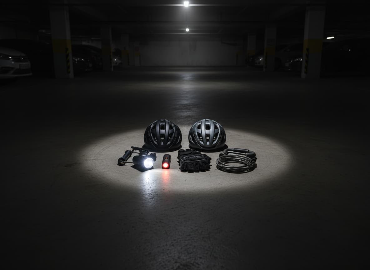 Accesorios de movilidad urbana — cascos, luces y protecciones